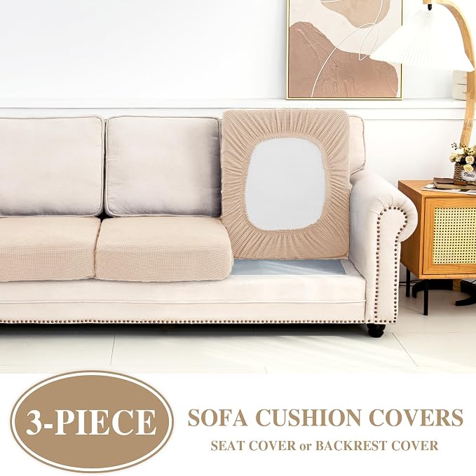 LA MEACK Couch Cushion Covers Seat Cushion Cover Stretch Couch Cover Separate - Image 3