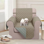 U-NICE HOME Reversible Oversized 28''Chair Covers, Khaki/Light Grey | Armchair - Image 2