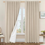 84 Inch 100% Blackout Linen Curtains 2 Panels by LAMIT