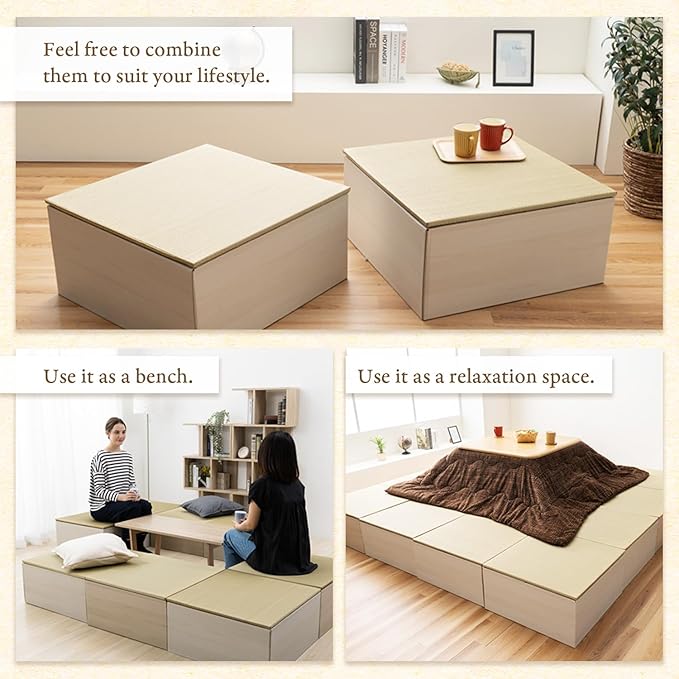 BJDesign Square Tatami Bench and Raised Platform Unit | Japanese Style Igusa - Image 5