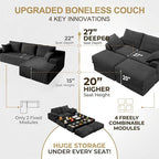 Upgrade Boneless Couch with Storage, Extra Deep&High Seat Modular Sectional - Image 6