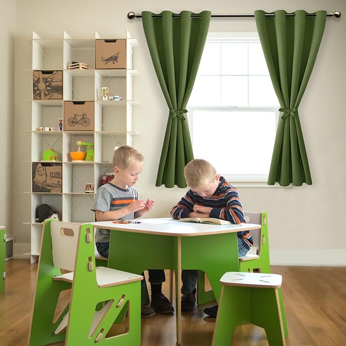 Blackout Curtains for Bedroom, Olive Green, 52 x 45 Inch, 2 Panels | Thermal - Image 6