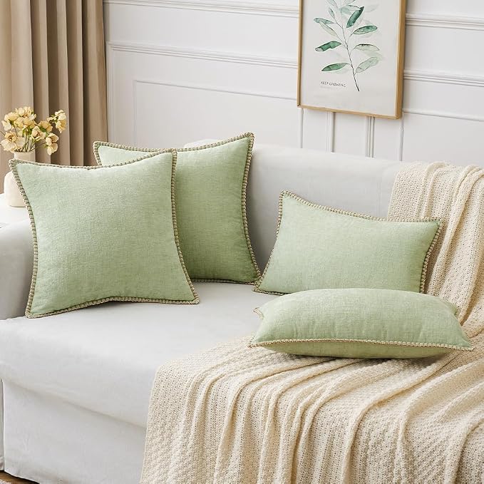 MIULEE Decorative Couch Throw Pillow Covers 18x18 Inch Light Green 2 Pack | - Image 5