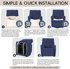 Oversized Recliner Chair Covers, 4-Piece Stretch Geometric Strokes Jacquard - Image 8