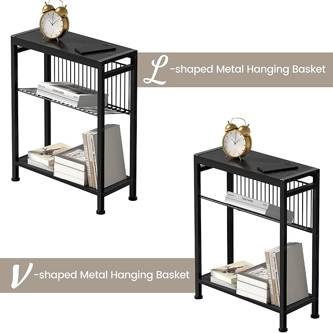 End Table Set of 2 for Small Space, 3-Tier Narrow Side Table - Image 5