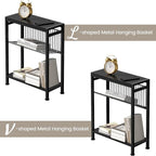 End Table Set of 2 for Small Space, 3-Tier Narrow Side Table - Image 5