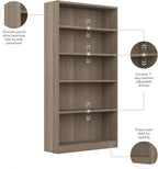 Bush Home Tall 5 Shelf Bookcase, 5 Tier Bookshelf Storage Cabinet - Image 6