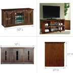 Leick Home 82350 Solid Wood Mission Oak Three Door TV Stand - Image 10