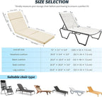 2 Pcs Outdoor Chaise Lounge Cushion 72" x 21" x 3", 4-Section Folding Patio - Image 3