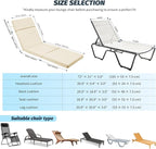 Outdoor Chaise Lounge Cushion 72" x 21" x 3", 4-Section Folding Patio Lounge - Image 3