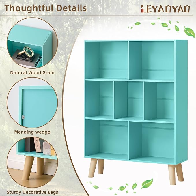 LEYAOYAO 7 Cube Bookshelf 3-Tier Bookcase - Image 6