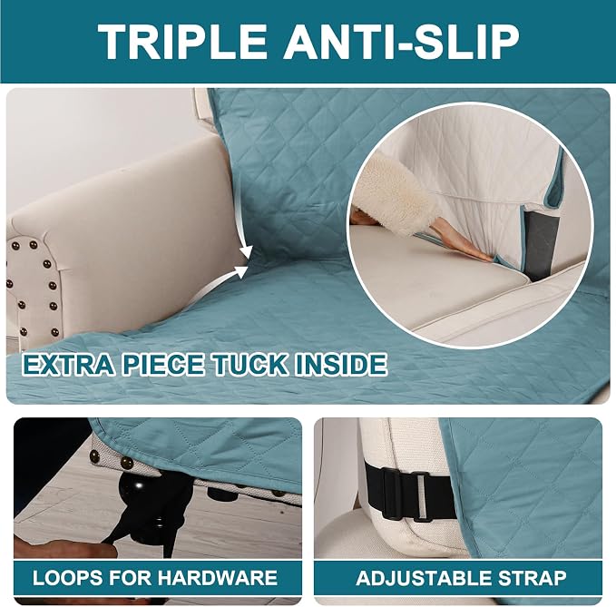 Turquoize 100% Waterproof Sofa Covers Chaise Lounge L Shape Sofa Protector Slip - Image 4