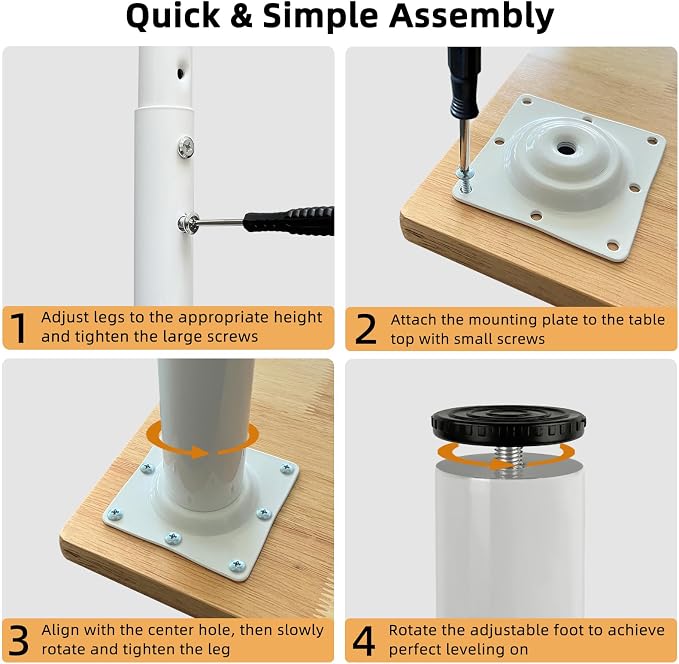 QLLY 24-40 inch Adjustable Metal Table Legs, Heavy Duty DIY Desk Legs - Image 5