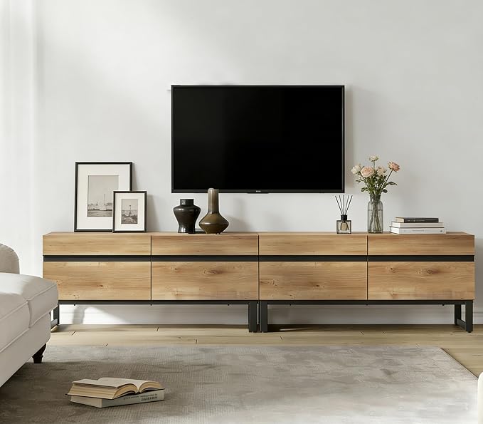 WAMPAT Modern TV Stand for 50-75 Inch TVs, Wood Entertainment Center by WAMPAT