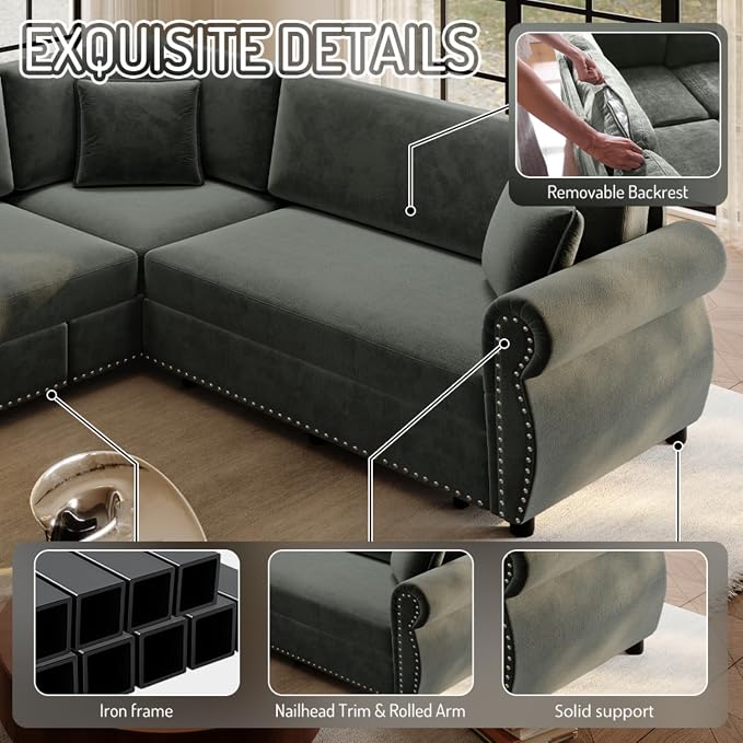 88.2" Sectional Sleeper Sofa - Image 5