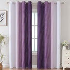 Purple and Greyish White Ombre Blackout Curtains - Image 2