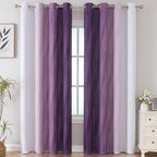Purple and Greyish White Ombre Blackout Curtains - Image 2