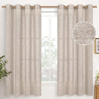 YoungsTex Linen Semi Sheer Curtains 63 Inch Length, Light Filtering Drapes | by YoungsTex