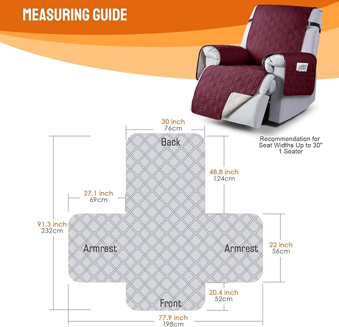 VANSOFY 100% Waterproof Recliner Chair Covers, Recliner Cover Non-Slip Dog - Image 2