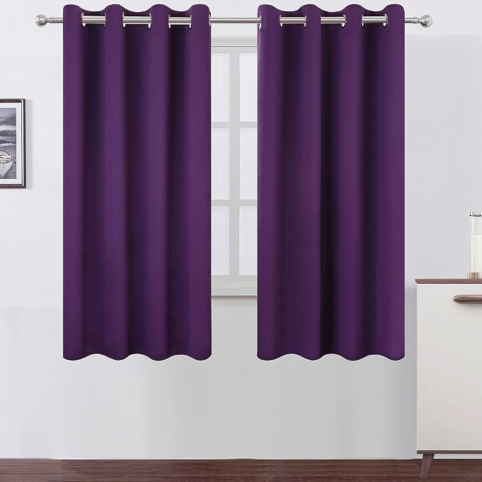 Purple Blackout Curtains 66 x 63 Inch Length/Set of 2 Curtain Panels/Thermal by Lemomo