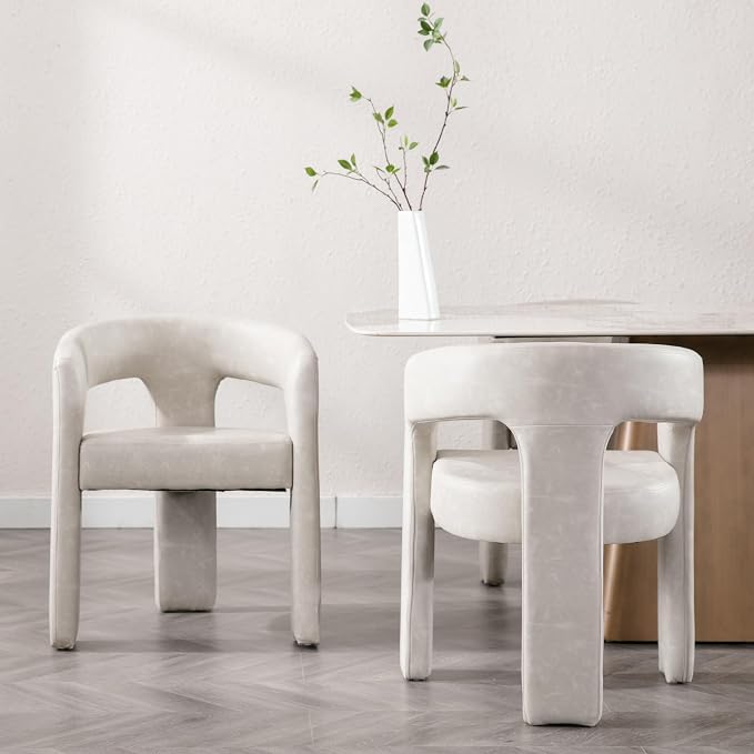 BESTANO Set of 4 Modern PU Leather Upholstered Dining Chairs - Image 4