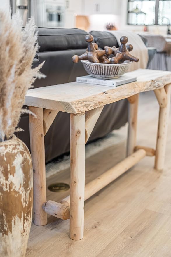 Log Sofa Table Live Edge Wood Pine and Cedar — Natural Furniture — Sofa Tables - Image 3
