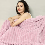 Aganear Fluffy Throw Blanket for Couch Sofa 50"x60" Coral Pink | Lightweight - Image 2