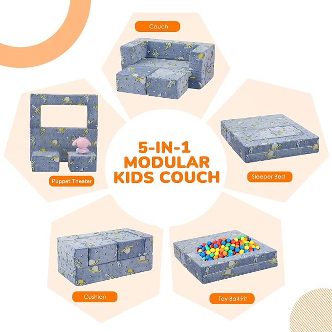 MeMoreCool Modular Kids Couch, Glow Play Toddler Couch - Image 4
