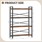4 Tier Bookshelf 31.49" Width, Tall Book Shelf Storage and Organization - Image 3
