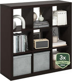 Furinno Cubicle Book Shelf, 9-Cube Bookshelf, Triple Thick Frame Cube Storage by Furinno-FitsYourSpaceFitsYourBudget