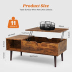 Sweetcrispy Wood Coffee Table Lift Top Coffee Tables - Image 3