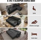 93" L Shaped Sleeper Sofa Bed, Pull Out Sectional Couch - Image 4