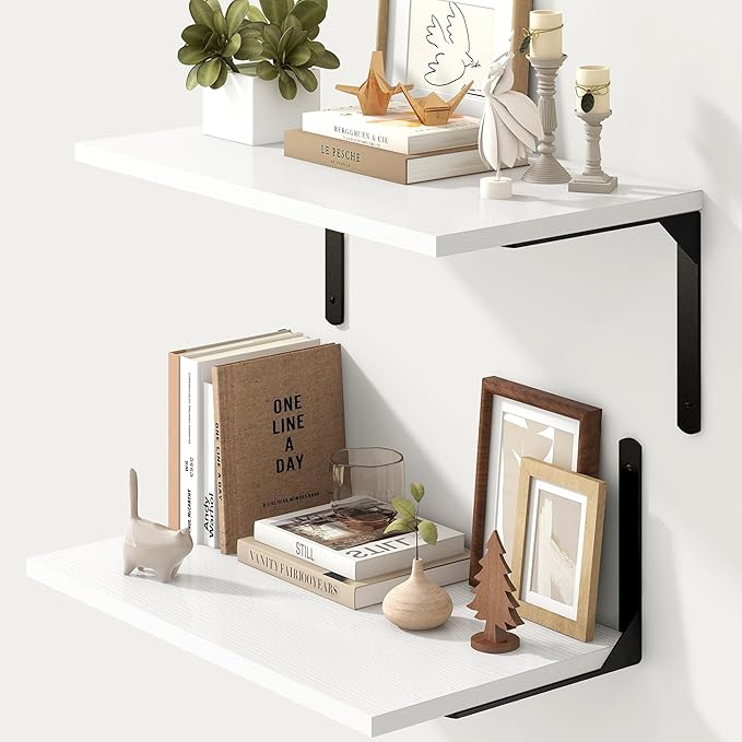Fun Memories Floating Shelves for Wall, 12 Inch Deep Floating Shelves Set of 2 by FunMemories
