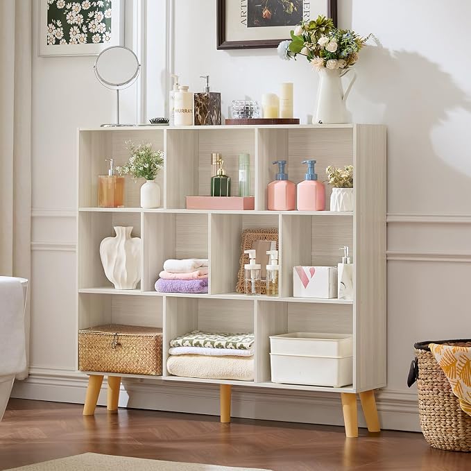 LEYAOYAO 10 Cube Bookshelf, 3 Tier Modern Wide Bookcase - Image 8