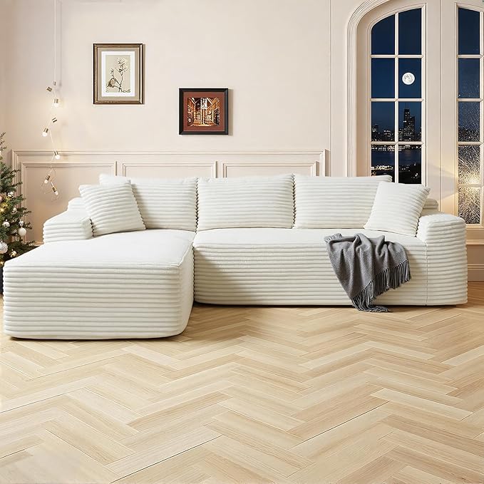 Cloud Sectional Couch, Corduroy Boneless Couches by HANXIN