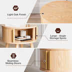 ZttRiee Side Table with Sliding Door & Cabinet, End Table - Image 4