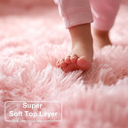 Amdrebio Pink Fluffy Plush Rug 5x7 - Image 2