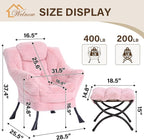 Welnow Lazy Chair with Ottoman, Modern Accent Chair with Armrests and a Side - Image 3