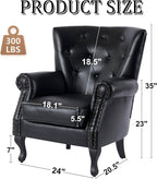 Modern Faux Leather Accent Chair, Upholstered Mid-Century Armchair - Image 3