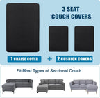 Water Repellent L Shaped Couch Covers 3 Pieces Sofa Seat Cushion Slipcovers - Image 7