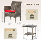 FDW 3 Piece Outdoor Furniture Set Patio Gray Wicker Chairs Furniture Bistro - Image 3