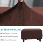 Ottoman Cover, Stretch Rectangle Velvet Ottoman Slipcovers of Foot Stool - Image 3