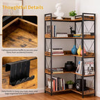 DUMOS 65 inch L Shaped Bookshelf, 5 Tier Corner Bookcase - Image 5