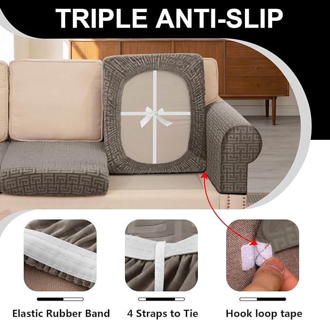 UNBBRRL 10 Pieces Stretch Sofa Cushion Covers - Image 3