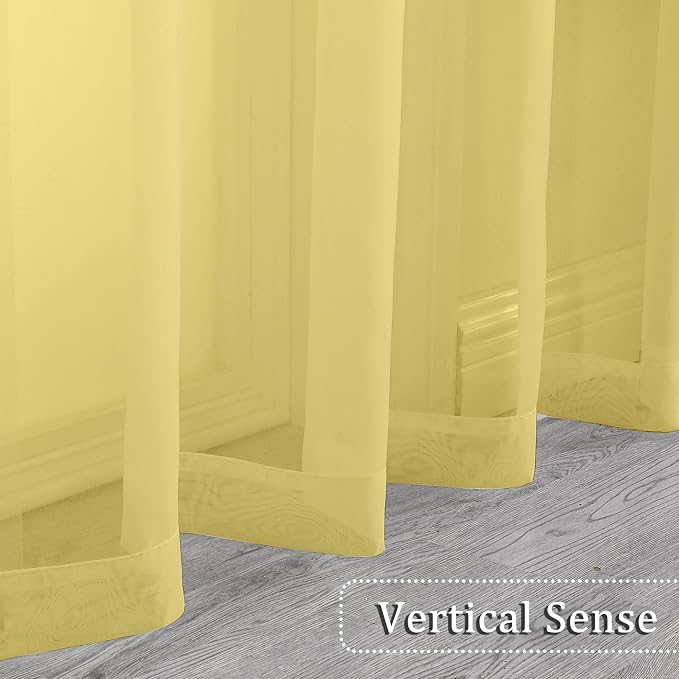 2 Pack: Basic Mustard Yellow Sheer Curtain 84 Inches Long - Image 5