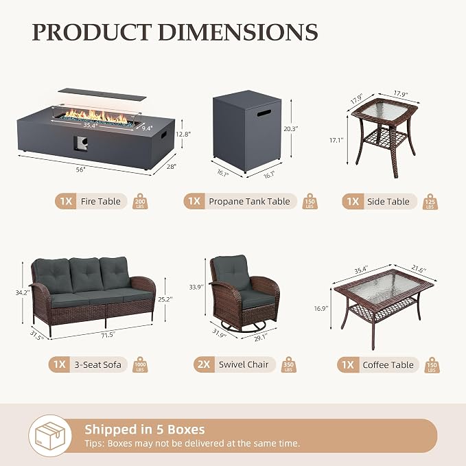 UPHA 7 Pieces Patio Furniture Set - Image 2