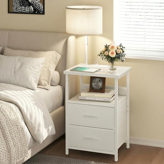 Fixwal Night Stand with 3 Color Temperature Bulb Attached, Nightstand with - Image 7