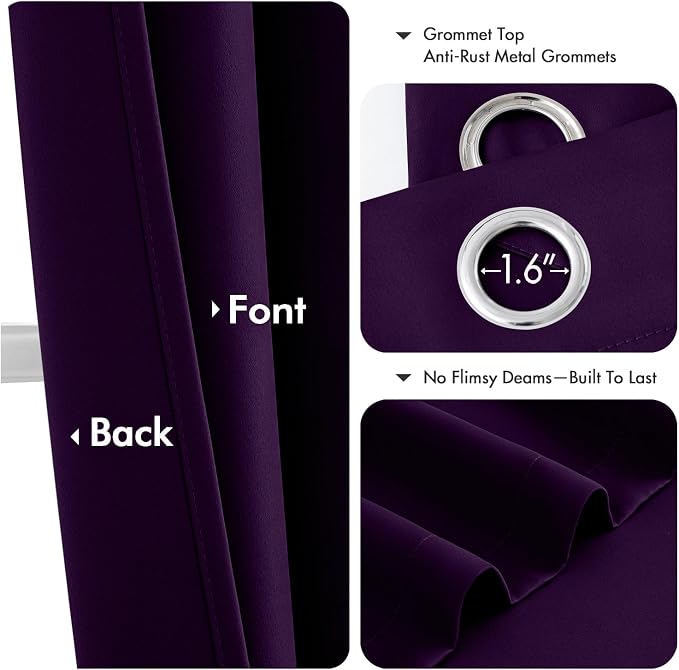 MIULEE Blackout Curtains for Bedroom 2 Panel 40 x 84 Inch Long Royal Purple | - Image 4