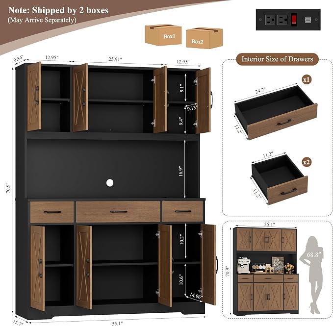 HOSTACK 71" Tall Pantry Cabinet - Image 3