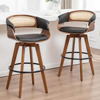 Set of 2 Rattan Swivel Bar Stools by KUNZENTLIVING